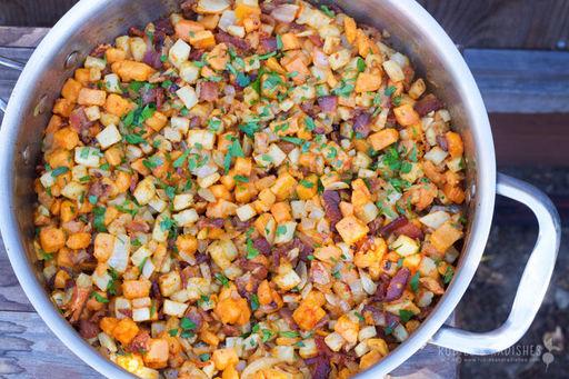 Yam, Celery Root & Bacon Hash Planned for Supper on Wednesday, January 3, 2018 Source: www.rubiesandradishes.