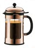 35 l, 1 oz. 11171-16 4 cup, 0.5 l, 17 oz 3. 1117-16 8 cup, 1.0 l, 34 oz 4. 11173-16 1 cup, 1.5 l, 51 oz 1 3 4 CHAMBORD Coffee Maker With patented locking-lid system, Gold-plated stainless steel 1.