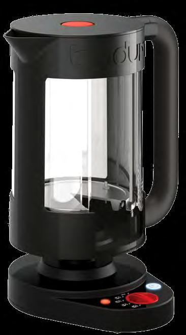 automatic shut off and added safety e-bodum Base unit Cordless kettle for easy pouring Manual On/Off switch Temperature selection knob Capacity 1.