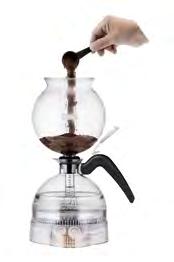 Filter The coffee maker is removed from the heat and vacuum pressure draws the brewed coffee downward through a strainer, and into the bottom chamber for serving.