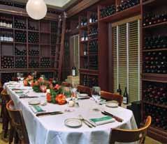 Wine Gallery An intimate dining room with floor-to-ceiling wine racks. Accommodates up to 12 seated guests.