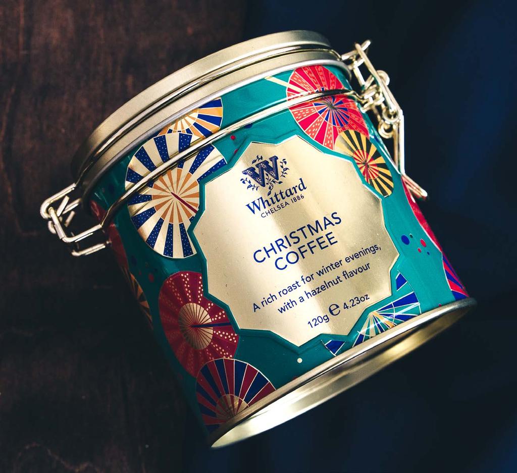 CHRISTMAS COFFEE CLIP TOP TIN A rich roast for winter evenings, with a hazelnut flavour.