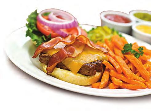 BURGERS All Hamburgers are served with your choice of any one side: Mashed potatoes, baked potato, French fries, sweet potato fries, home fries, rice pilaf, vegetable of the day, garden salad, soup