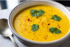Curried Cauliflower Soup (makes 3 servings) 2 tbsp olive oil 1 onion, chopped 1 large head of cauliflower, cut into florets 2 cups chicken bone broth 1 cup filtered water 1/4 cup full-fat coconut