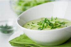 Chilled Avocado Soup (single serving) 1/2 avocado, peeled and pit removed 2 1/2 cups filtered water 1 cup firmly packed baby spinach leaves 1 cucumber, chopped 1/2 cup mint leaves 1 clove garlic 1/2