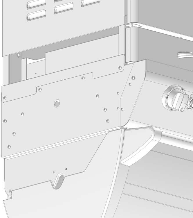 Figure X Figure X: Step 37: On the side of the grill tub, locate the four bolts indicated by the arrows shown.