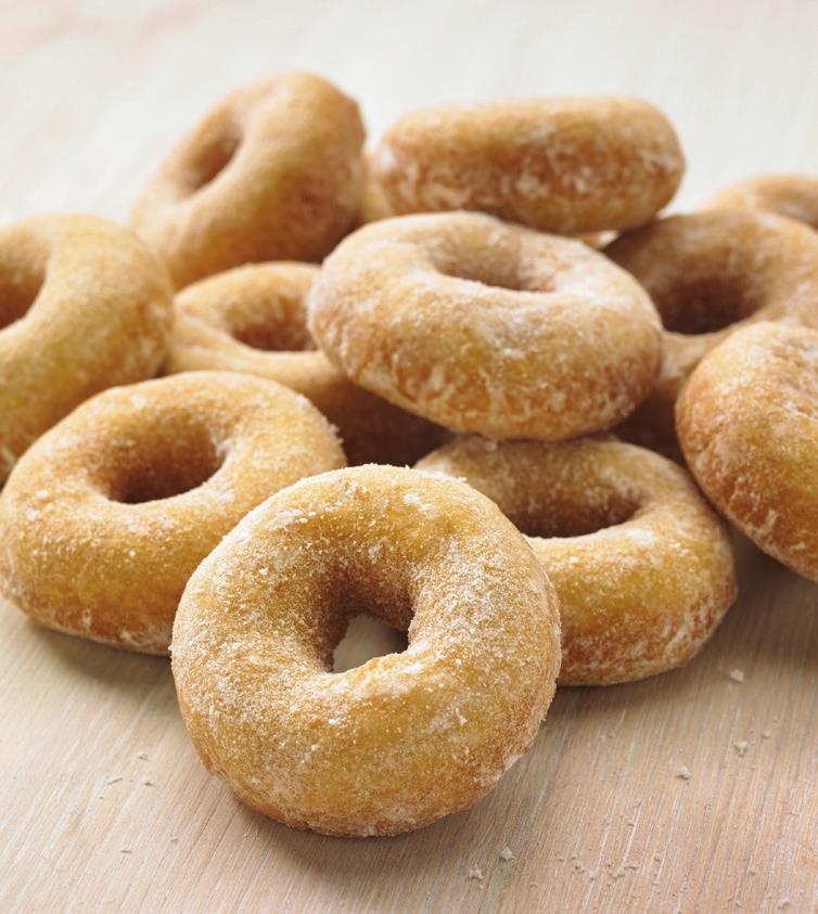 Mini Sugared Ring Donuts Mini ring donuts with a sweet sugar dusting 7 for 80p Contains: