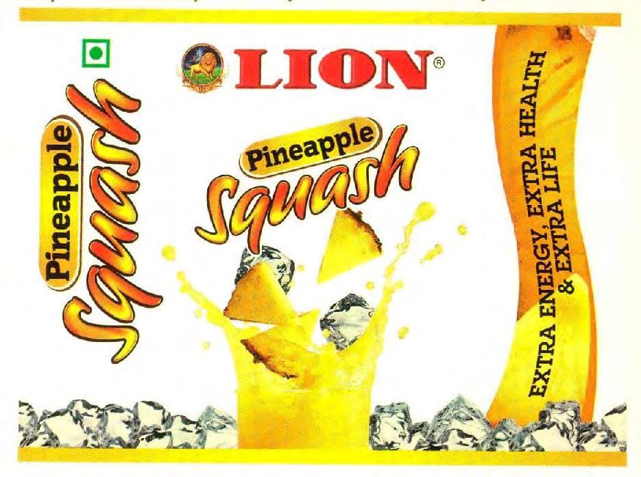 Trade Marks Journal No: 1857, 09/07/2018 Class 32 2801038 01/09/2014 LION DATES IMPEX PVT LTD trading as ;LION DATES IMPEX PVT LTD NO.