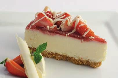 58 h Crispy base, smooth cheesecake and sweet raspberries, simply glazed. 2114 Strawberry & White Chocolate Cheesecake [Pre/Ptn] 1 x 12 18.75 1.