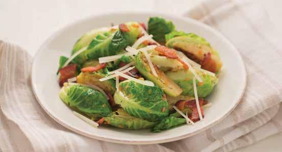 Sautéed Brussels Sprouts ½ pound bacon, chopped 1-1½ pounds Brussels sprouts, cleaned and halved, or quartered if large 1½ tablespoons Onion Onion Seasoning 1 8-¼ teaspoon crushed red pepper flakes,