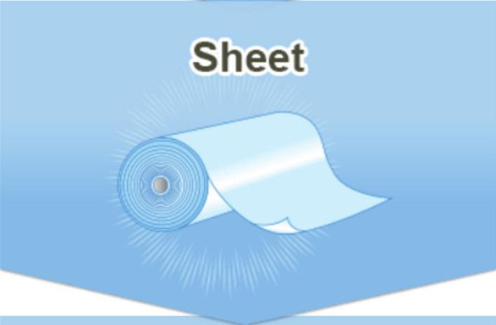 resins into sheets Output in roll form