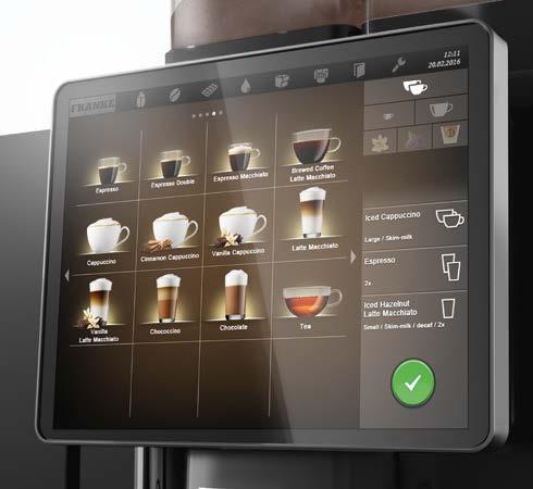By simply touching and swiping, they can order a product, choose their drink size, and add extra flavors if they want. And then the A800 gets to work.