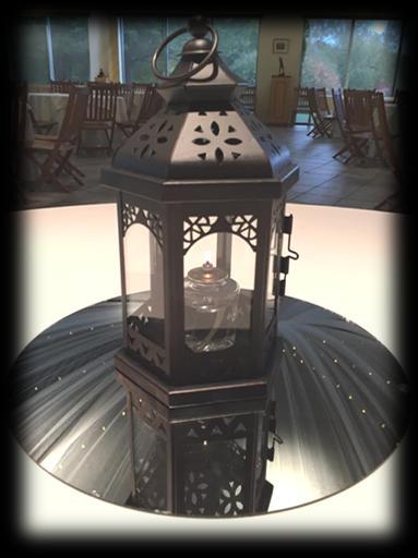 from Black Lanterns, Hurricane Lamps, or a Fishbowl Decorative Canopy (included in