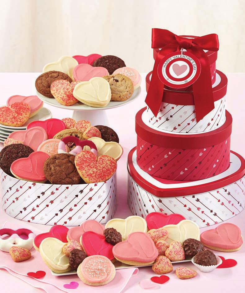 You ll enjoy assorted gourmet cookies, buttercream frosted Valentine cookies, mini muffins, butter shortbread cookies and snack size brownies and cookies.