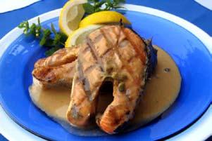 Warm Zip-It Finishing Sauce in pan over low heat. Add unsalted butter and stir until melted. Do not boil. Remove and pour on warm sauce. Zip-It Grilled Salmon 4 6 oz. salmon steaks 4 Tbsp.