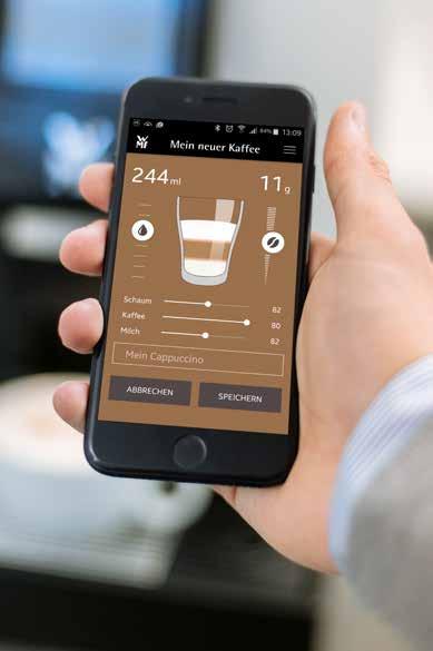 The app also enables them to select their favourite speciality, in order to customise coffee, milk and milk foam amounts, or even
