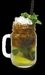 90 Monin Mojito Mint drizzled over crushed ice, crisp mint leaves and lime wedges, and charged with soda water.