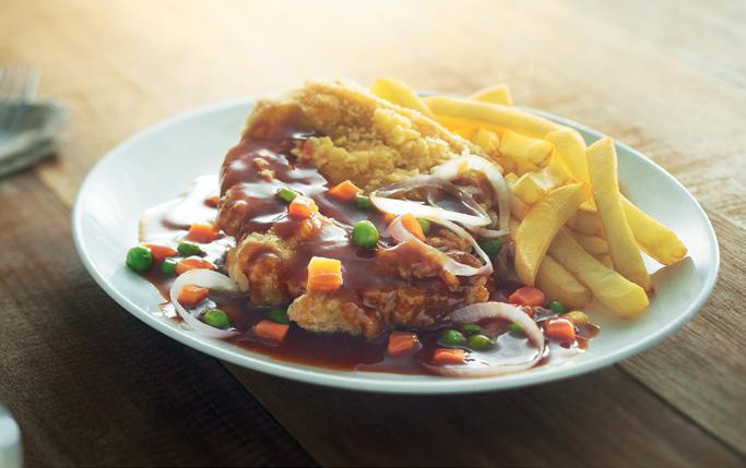 WESTERN W01 Pappa Hainanese Chicken Chop Deep fried battered chicken with sweet & sour sauce served with a