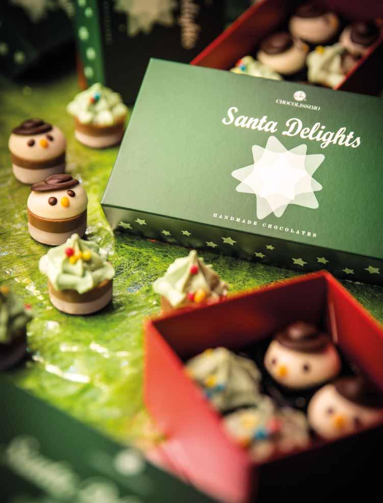 SANTA DELIGHTS 3603 WINTER DELIGHTS 4 Package dimensions: 87 85 45 mm Net weight: 70 g Net price: 5,23 EUR Our great pair of the season: a delicious Christmas tree stuffed with hazelnut and