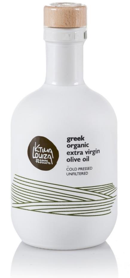 Premium Greek Organic unfiltered Extra Virgin olive oil Ktima Louiza Ktima Louiza Olive Oil is a premium organic Extra Virgin Olive Oil, produced exclusively from carefully selected and handpicked