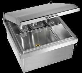 thermal insulated cabinet n Approved for outdoor use n Two stow-on-board shelves that can be used when a keg is not installed n Door lock for added security n Approved for outdoor use n Stainless