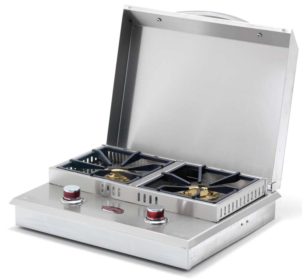 SIDE BURNERS Deluxe Double Side By Side Burner Part Number: BBQ08954P The deluxe double side-by-side burner is designed to fit snuggly in the island while protecting the counter space.