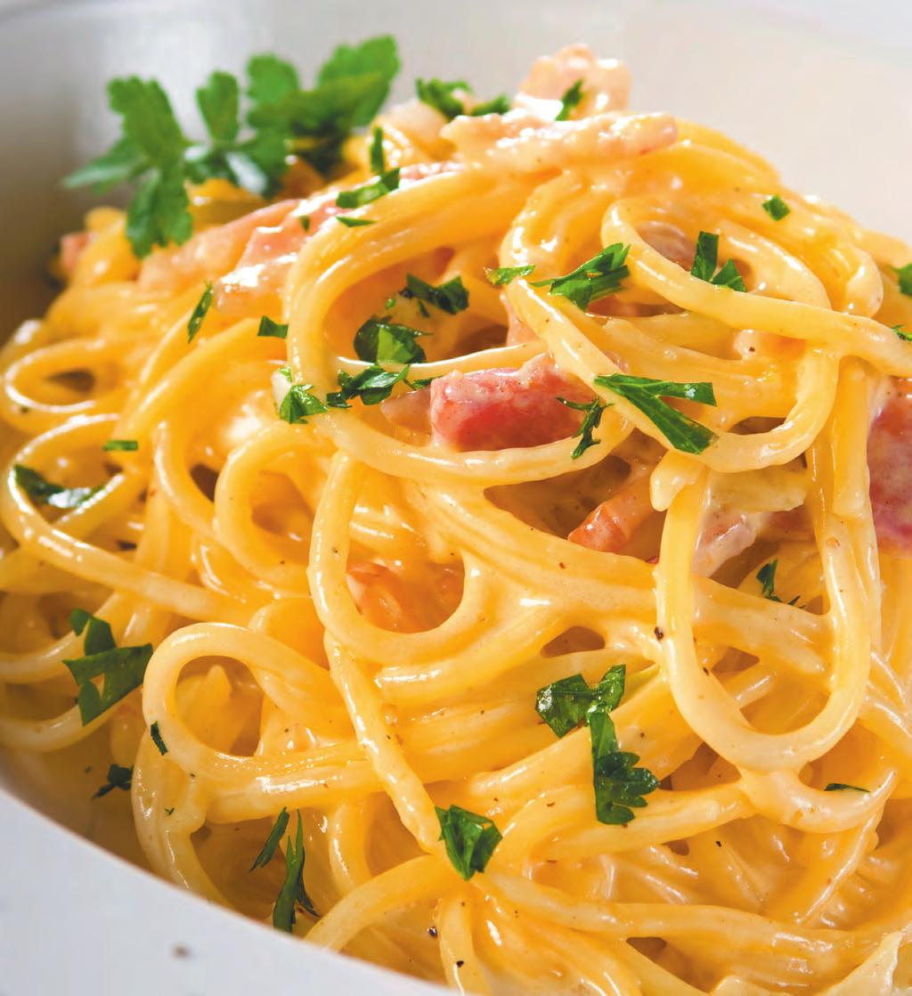 2+ 5 SERVES EGGS 5 PREP COOK The Egg Guy s Easy Carbonara Spaghetti or other pasta enough for the number of people you are serving 3 Eggs 2 Egg yolks ½ Cup freshly grated Parmesan ½ Tsp salt 4