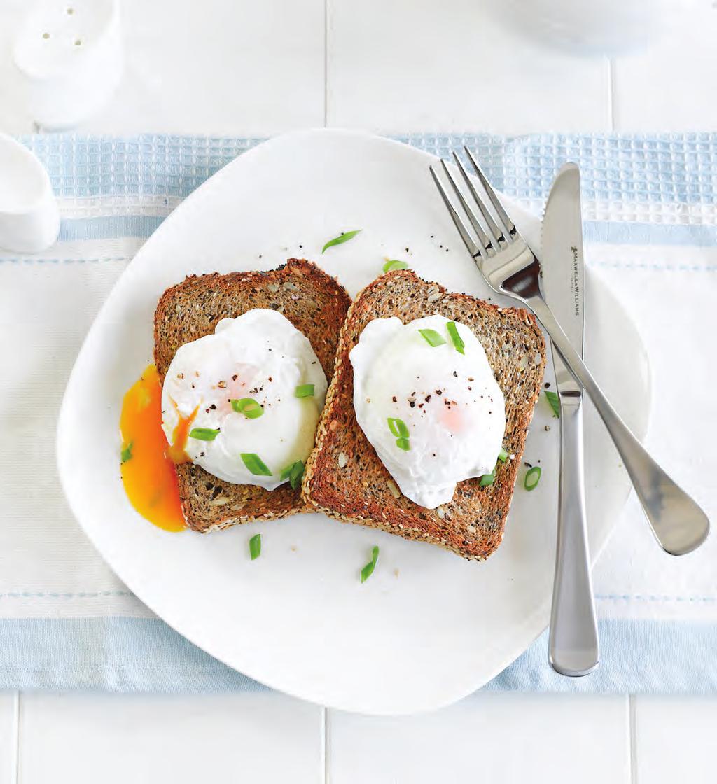 Vegetarian 1 2 30 SECS SECS SERVES EGGS PREP COOK Perfect Poached Eggs 2 Eggs per person 2 Tbsp white vinegar 1 Toasted bread or English muffin to serve Fill a large shallow frying pan with water 3 4