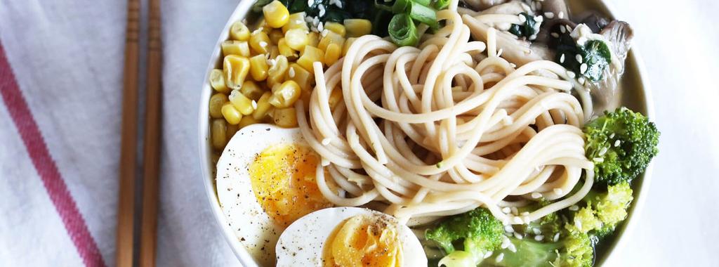 Veggie Ramen 12 ingredients 30 minutes 4 servings 1. Tap the bottom of each egg on a curved surface to make a small circular crack through the shell but do not rupture the inner membrane.