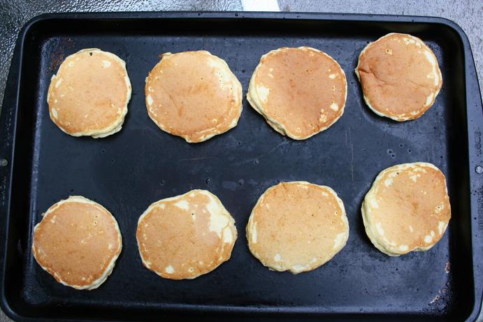 FLUFFY FREEZER PANCAKES this recipe is pretty classic. I have adapted it so it makes a double batch and included freezer instructions. 3 C. flour 2 TBLS + 1 tsp. baking powder 1 tsp.