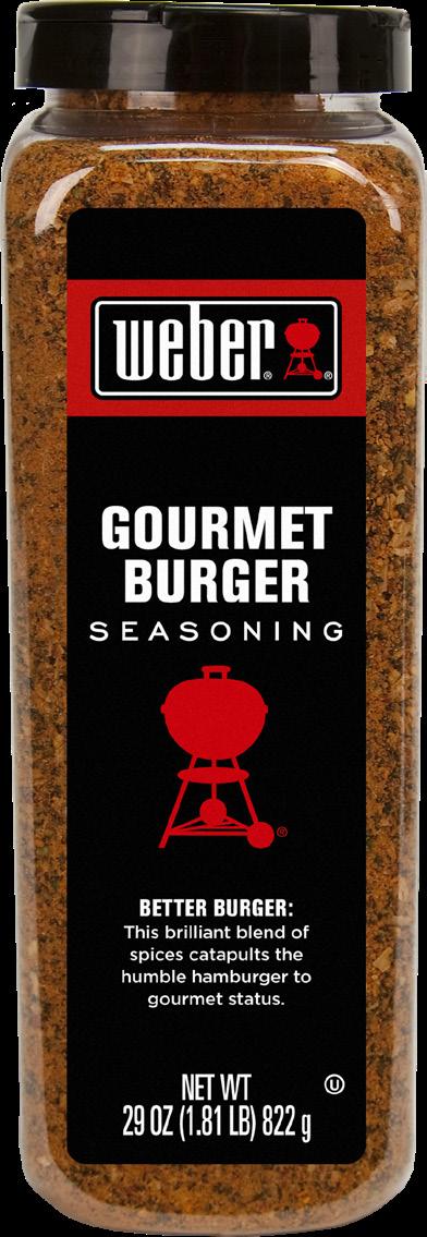 MUSHROOM SWISS BURGER WITH A TWIST MAKES 6 SERVINGS 2 pounds ground pork 1 cup finely minced fresh mushrooms 4 teaspoons Weber Gourmet Burger Seasoning 6 Kaiser rolls Leaf lettuce and sliced red