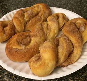RECIPE: Cinnamon Twists Adapted for use in Kentucky 4-H from 4-H Cooking 301, pages 42 and 44 Yield: 12 rolls : Sweet Dough : Topping 1/4 cup sugar 1/4 cup butter, melted 1 teaspoon salt 1/2 cup