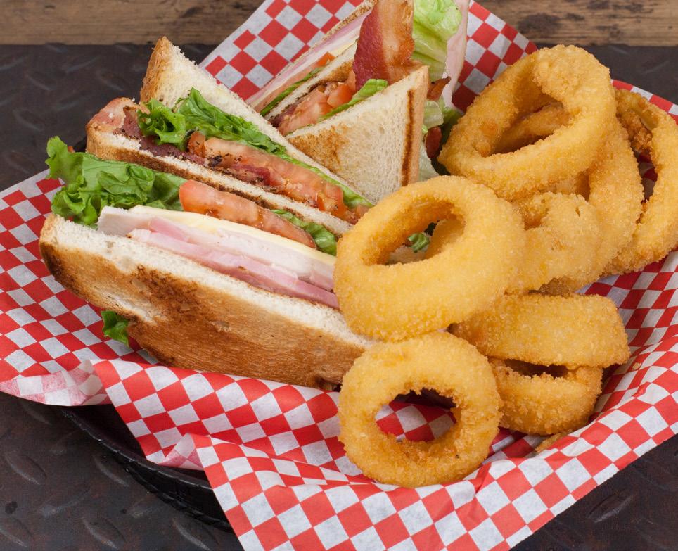 sandwiches All sandwiches are served with French Fries. You may substitute Onion Rings, Breaded Mushrooms or Breaded Cauliflower for 2.25 extra. Add Soup and Salad bar for only 3.