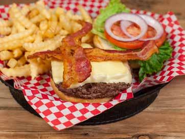 CHEESEBURGER ½ lb burger topped with American cheese, lettuce, tomato and pickle, served on a grilled bun. 9.