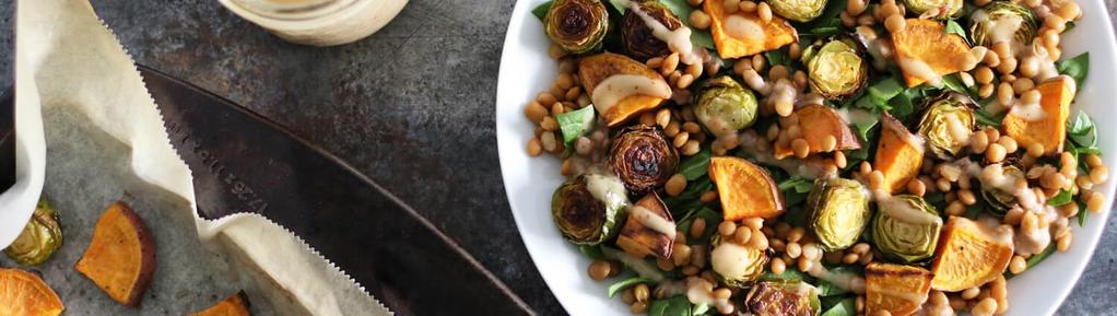 Roasted Sweet Potato & Brussels Sprouts Salad #lunch #dinner #vegetarian #vegan #eggfree #glutenfree #nutfree #dairyfree 11 ingredients 30 minutes 3 servings 1. Preheat the oven to 425 degrees F.
