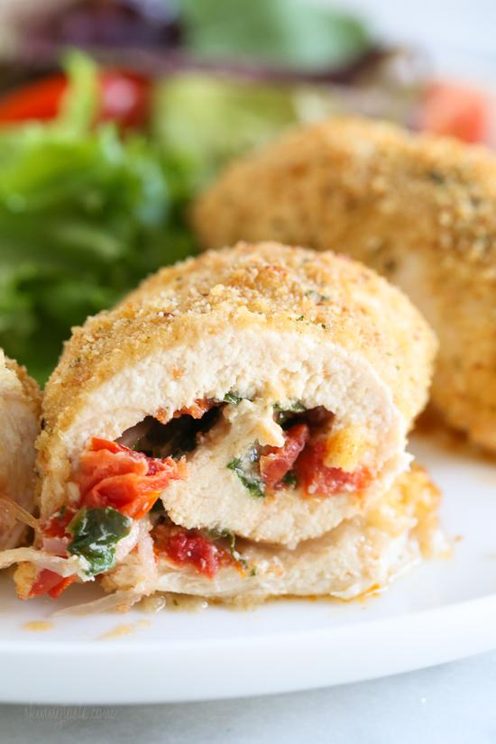 DINNER Chicken Rollatini with Sun Dried Tomato Bruschetta, Mozzarella and Spinach NUTRITION INFORMATION Yield: 8 pieces, Serving Size: 1 rollatini Amount Per Serving: Calories: 267 Total Fat: 14g