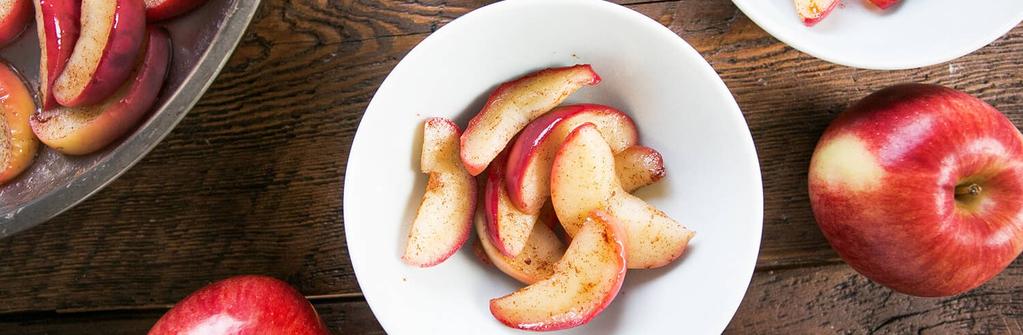 Warm Apples with Cinnamon 10 minutes Coconut Oil Apple (cored and sliced) Cinnamon In a pan, melt coconut oil over medium heat.