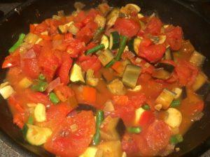 Vegetable Ratatouille Vegetable Ratatouille Serves: 6-8 Ingredients: 1 onion, diced 1 celery stalk, diced 1 zucchini, diced 1 carrot, diced 1 small eggplant, diced 1 red capsicum, diced 4 garlic