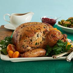 citrus herb-roasted turkey & port gravy 0 minutes 3 hours servings /4 / 4 /4 orange, halved tubs Knorr Homestyle Stock - Chicken, divided cup chopped fresh herbs (fresh thyme leaves, sage, parsley
