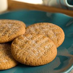 classic peanut butter cookies Keep on-hand for after-school snacking with a glass of milk. 0 minutes minutes 5-/ dozen cookies -/ /4 3/4 3/4 cups all-purpose flour tsp. baking powder tsp.