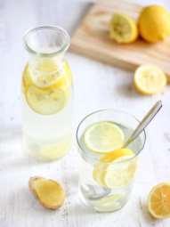 1 Ginger Detox Drink 2 quarts (64 ounces) filtered water 1/4 cup peeled lemon zest 1/4 cup chopped fresh ginger 2 tablespoons fresh lemon juice 1.
