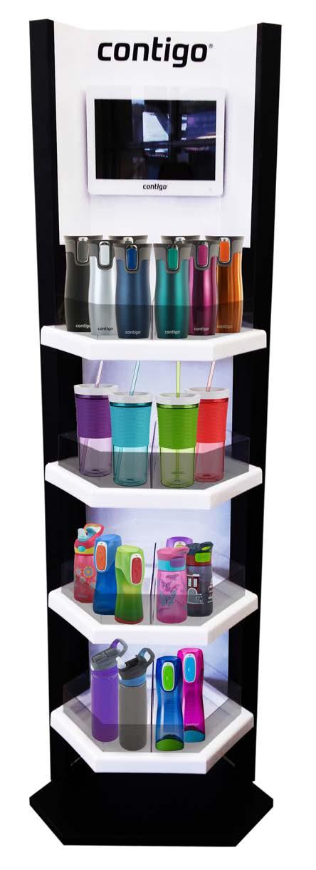 POS MATERIAL COUNTER DISPLAY Different design for travel mugs, water bottles and kids bottles Holds 9 pieces Perfect to put on the counter Very easy set-up L 330