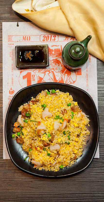 FRIED RICE 鑊氣炒飯 BAKED RICE 西式焗飯 / 面 H01 Diced Chicken, Kale in Abalone Sauce Fried Rice 食家鮮鮑汁玉蘭雞粒飯 A common dish with Shophouse touch! Diced chicken with Chinese Broccoli in tasty abalone sauce.