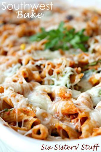DAY 4 SMALLER FAMILY HEALTHY PLAN-SOUTHWEST PASTA BAKE M A I N D I S H Serves: 4 Prep Time: 10 Minutes Cook Time: 30 Minutes Calories: 402 Fat: 8.4 Carbohydrates: 59.6 Protein: 30.
