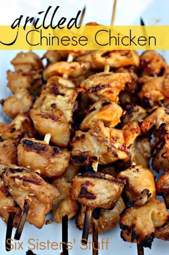 DAY 3 SMALLER FAMILY- GRILLED CHINESE CHICKEN KABOBS M A I N D I S H Serves: 4-6 Prep Time: 2 Hours 10 Minutes Cook Time: 10 Minutes 1/2 cup soy sauce 1/2 cup brown sugar 2 Tablespoons onion (minced)