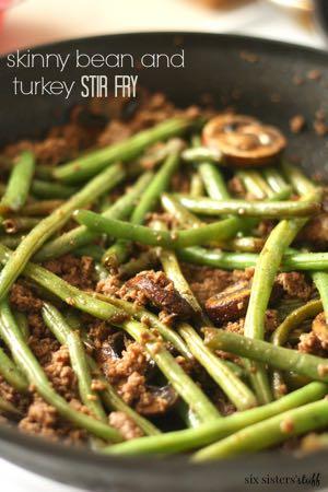 DAY 4 HEALTHY PLAN - GROUND TURKEY, GREEN BEAN, AND MUSHROOM STIR-FRY M A I N D I S H Serves: 6 Prep Time: 10 Minutes Cook Time: 20 Minutes Calories: 256 Fat: 10 Carbohydrates: 14.
