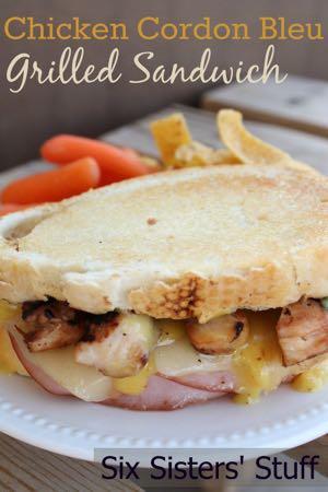 DAY 5 SMALLER FAMILY CHICKEN CORDON BLEU GRILLED SANDWICH M A I N D I S H Serves: 3 Prep Time: 5 Minutes Cook Time: 6 Minutes 6 slices of French Bread 4 Tablespoons butter 6 slices swiss cheese 12