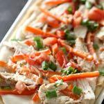 DAY 1 SMALLER FAMILY - OLIVE GARDEN GRILLED CHICKEN FLATBREAD PIZZA M A I N D I S H Serves: 4 Prep Time: 10 Minutes Cook Time: 17 Minutes 4 (6-8 inch) flat breads 1 cup Alfredo sauce 2 cups shredded