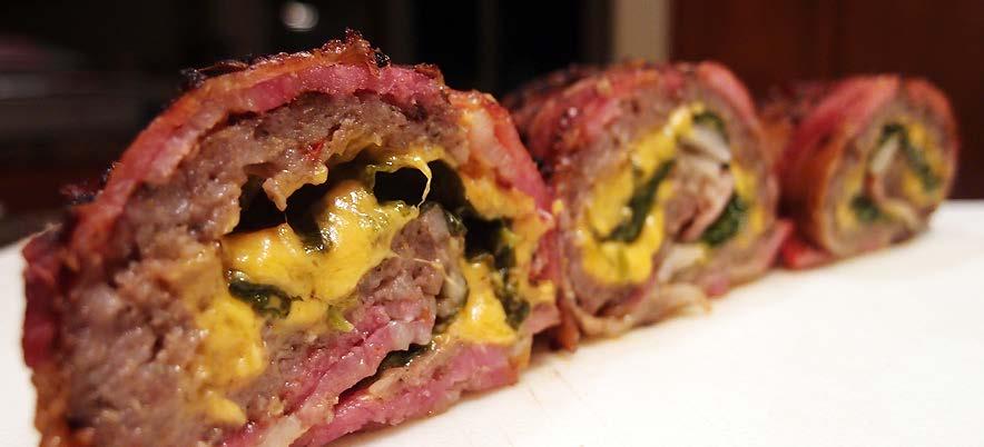 Dinner Bacon Explosion slices bacon / Pound Jimmy Dean Hot Sausage cups spinach / - Cup Cheddar Cheese Montreal Southwest Seasoning Tbsp. Salt (For Baking Pan) This makes servings.,, Net 9,.