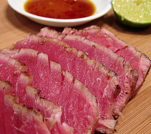 Dinner Seared Ahi Tuna Filets Ahi Tuna Filets / Cup Soy Sauce tsp. Salt tsp. Chili Powder Tbsp. Soy Sauce / tsp. Chili Paste Squeeze Lime Juice This makes servings.,, Net,.